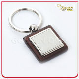 Fancy Style Wooden Key Chain with Square Shape Metal