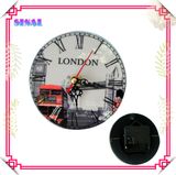 Dia11cm OEM London Souvenir, Ceramic Printing Art Clock for Decoration