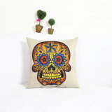 New-Style Skull Cushion Faux Linen Transfer Print Pillow (LC-499)