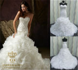 Wedding Dress Gorgeous Elegant White Ruffle Skirt Trumpet