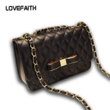 Checked Bowknot Black Chain Shoulder Handbag (FW004)