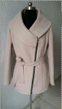 Women Coat with Waist Band, 95% Polyester 3% Viscose 2% Spandex (ZP-3)