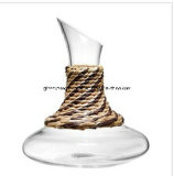 Hand Blown Crystal Clear Glass Decanter with Weaves (XJQ-11)