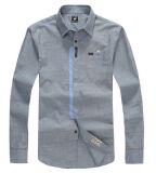 Contrast Casual Long Sleeve Cotton Polyester Mens Shirt (WXM910)