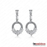 Unique Design Circle Drop Earrings Paris Fashion Earring Accessories with Rectangle Swiss Cubic Zirconia Diamond Cer0030-B