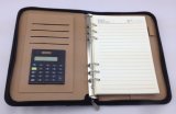 PU Leather Cover Organizer with Calculator and Zipper Dq9011