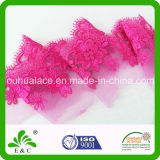 Popular Magenta Exquisite Embroidery Mesh Lace