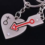 Heart Shaped Arrow Lovers Couple Metal Key Chain