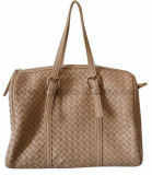 PU Leather Woven Satchel Bag with Detached S-Strap for Lady