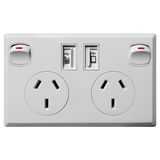 Austrilian Swtich Wall Socket with Dual USB Ports