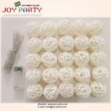 White Rattan Ball 20 Tips LED String Light Decoration