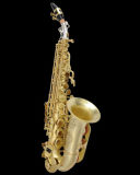 Gold Lacquer Curved Soprano Sax - PRO Bb Saxophone With 2 Neck