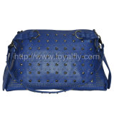 Rivet Blue Leather Women Fashion Handbag (FH230)
