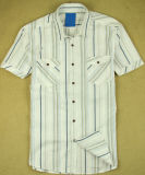 Men Fashion Stripe Summer Short Sleeve Clothes Shirts