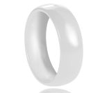 Runda White Ceramic Men's Domed Wedding Ring Fashion Accessory (RD-ECR0005)