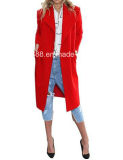 Womens Fashion Autumn Knee Length Long Open Wool Coat Outerwear (52453)
