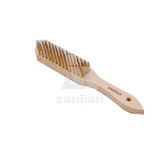 The Newest Style Brass-Coated Steel Wire Brush with Wooden Handle, Brush Steel Wire Brush Brass Wire Brush (SJIE3019)