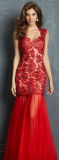 Red Beading Mermaid Lace Wedding Cocktail Prom Evening Dresses