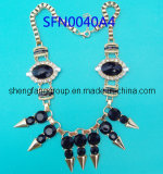 Fashion Jewelry Alloy with Acrylic Stone and Spikes Necklace (SFN0040C)