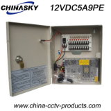 9CH Surveillance Power Supply Box with Lock and Gromets (12VDC5A9PE)
