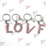 Pink Rhinestone Letters Metal Key Chain Wholesale (KR15121415)