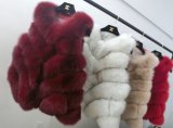 Colorful Real Silver Fox Fur Long Vest for Ladies