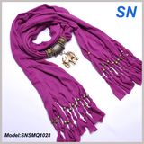 Fashion Fringed Gold Elephant Lady Pendant Scarf (SNSMQ1028)