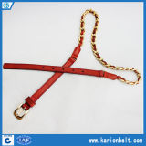 Golden Glaring Chain Genuine Leather Belt for Ladies (15-13023)