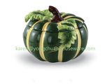 Hand Painted Ceramic Cookie Jar - Pumpkin Shape