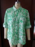 Ladies' 100% Linen Miami Social Print Shirt (DY14-2Z028)
