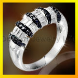 Silver Ring Fashion Jewellery with White and Black CZ