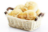 Wooden Handle White Rectangle Willow Bread Basket