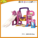 2015 Latest Children Plastic Slide and Swing with Basketball Stand