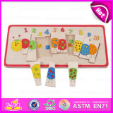 2015 Cartoon Design Learn Wooden Puzzle Toy, Lovely Wooden Learn Count Number Toy, Wholesale Wooden Toy Study Learn Toy W14L019