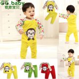 2015new 100%Cotton Spring Autumn Baby Boy Clothing Sets Fashion Monkey Bebes Newborn Tops+Pants Baby Girl Clothes Suits Infant