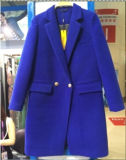 10% Wool 90% Polyester, Women Blue Long Fashion Coat. Outer Wear (K22)