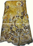 African Net with Sequinse Lace Fabric Cl9278-2 Gold