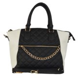 Large Quilted Top-Handle Dome Satchel Tote Bag