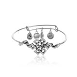 Chinese Knot Design Charms Anti-Silver Bangle
