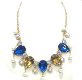 Fashion Glass Stone Chunky Necklace Jewellery (HNK-130527)