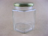 Hexagon Glass Jar, Glass Jars, Storage Glass Jar, Mason Jar with Lid, Glassware