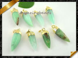 Austrilian Jade Pendant, Natural Green Jade Bullet Gemstone Pendant for Necklace (EF071)