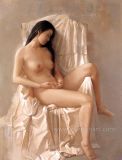 Hand-Painted Naked Beautiful Chinese Girl Nude Oil Painting