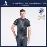 Full Printing Casual Style Short Sleeves Check Oxford Shirt