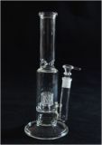 Glass Pipe Oil Rig Glass Pipe Glass Smoking Pipe with 1 Perc 14 Inches High (GB-004)