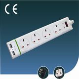 Four Ways British Electrical Switch Socket with USB