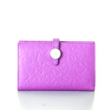 Stock Popular Embossed Pattern Ladies Cow Leather Short Wallet (Q89-A9)