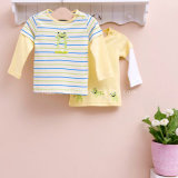 Stock Baby Clothes, Cute Frog Design Baby Tshirt, 100%Cotton Baby Tshirt Long (1306028)