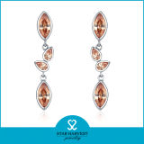 New Design Champagne Silver Earring Jewellery with CZ (E-0211)