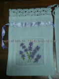 Lavender Embroidery Linen Bag with Nice Lace Border (LB-006)